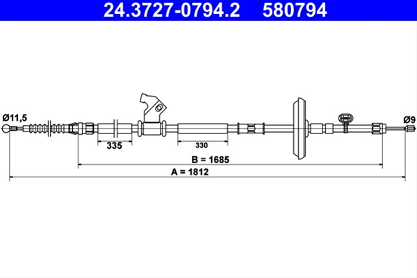 580794 Cablu Frana De Parcare - Ate Opel 24.3727-0794.2