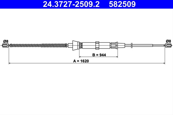 582509 Cablu Frana De Parcare - Ate Skoda 24.3727-2509.2