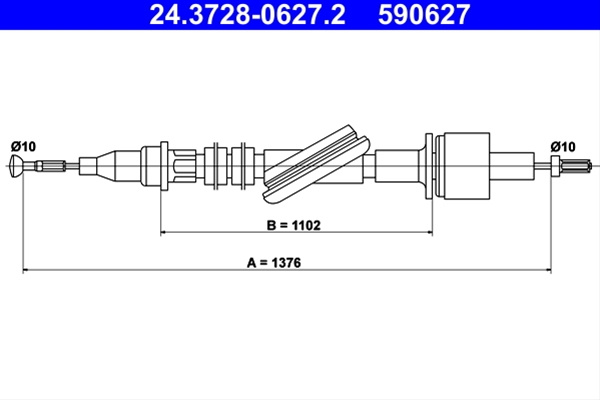 590627 Cablu Ambreiaj - Ate Ford 24.3728-0627.2