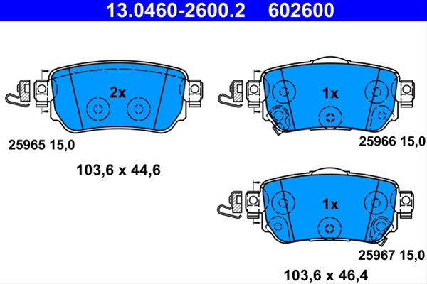 602600 Set Placute Frana Ate Renault 13.0460-2600.2