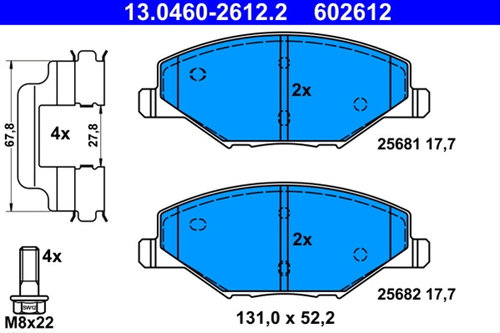 602612 Set Placute Frana Ate Skoda 13.0460-2612.2