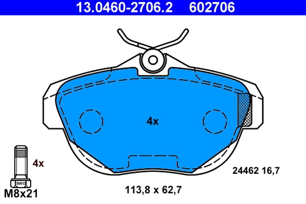 602706 Set Placute Frana Ate Citroën 13.0460-2706.2