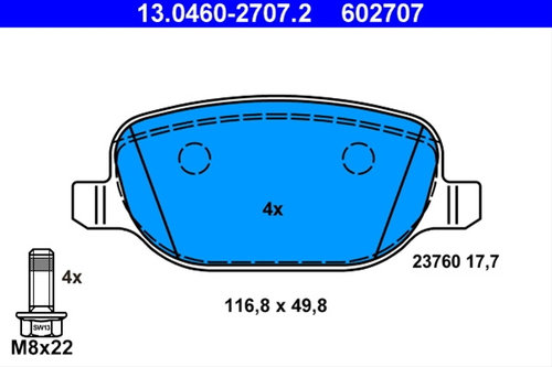 602707 Set Placute Frana Ate Fiat 13.0460-2707.2