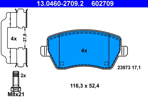602709 Set Placute Frana - Ate Renault 13.0460-2709.2