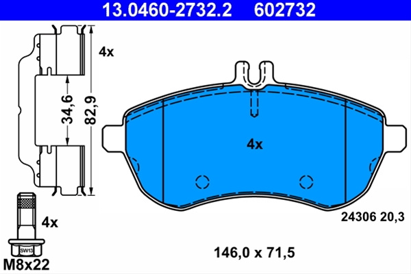 602732 Set Placute - Ate Mercedes-Benz 13.0460-2732.2