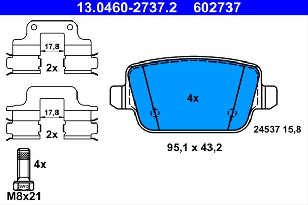 602737 Set Placute Frana Ate Volvo 13.0460-2737.2