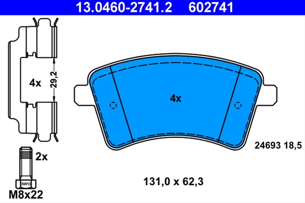 602741 Set Placute Frana Ate Renault 13.0460-2741.2