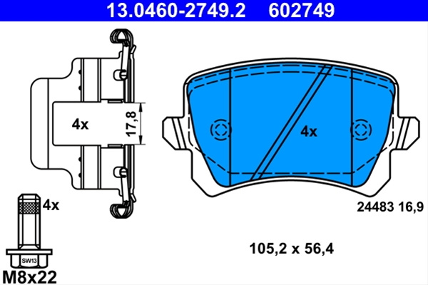 602749 Set Placute Frana Ate Vag 13.0460-2749.2