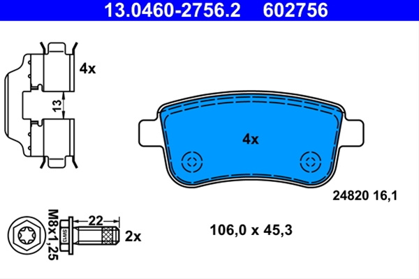 602756 Set Placute Frana Ate Renault 13.0460-2756.2
