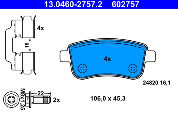 602757 Set Placute Frana Ate Renault 13.0460-2757.2