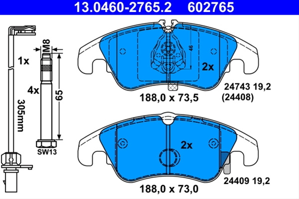 602765 Set Placute Frana Ate Vag 13.0460-2765.2