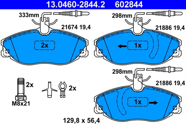 602844 Set Placute Frana - Ate Peugeot 13.0460-2844.2