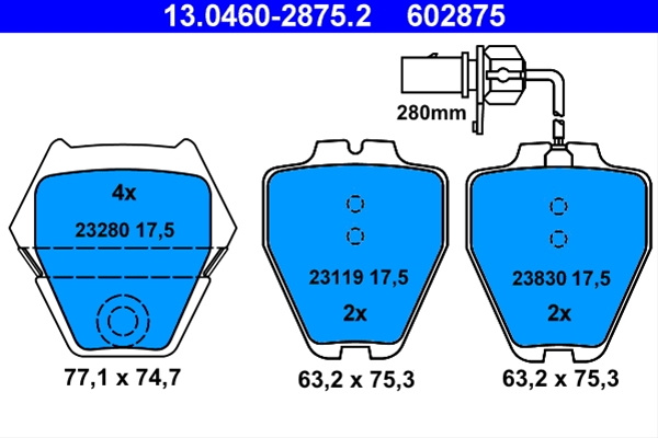 602875 Set Placute Frana - Ate Vag 13.0460-2875.2