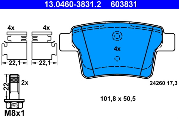 603831 Set Placute Frana - Ate Ford 13.0460-3831.2