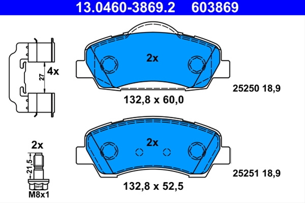603869 Set Placute Frana - Ate Peugeot 13.0460-3869.2