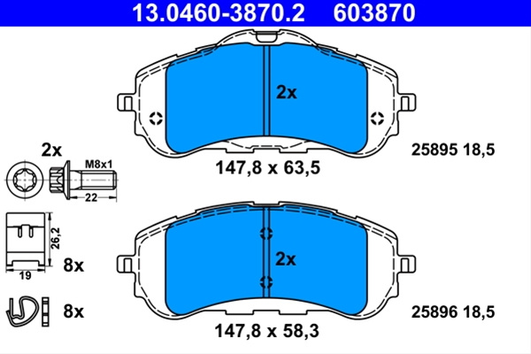 603870 Set Placute Frana Ate Peugeot 13.0460-3870.2
