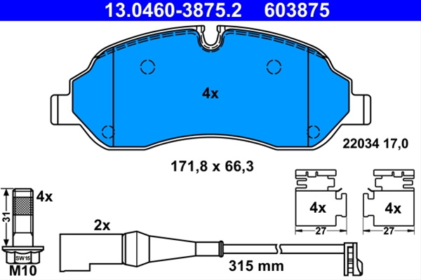 603875 Set Placute Frana - Ate Ford 13.0460-3875.2