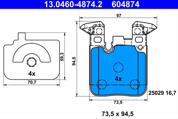 604874 Set Placute Frana Ate Bmw 13.0460-4874.2