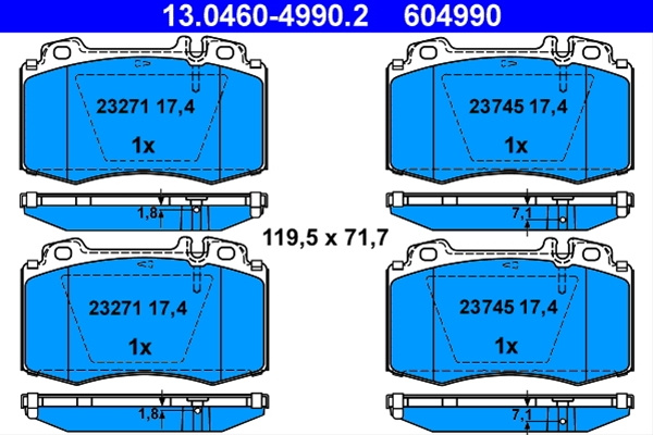 604990 Set Placute Frana - Ate Mercedes-Benz 13.0460-4990.2
