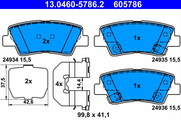 605786 Set Placute Frana Ate Ssangyong 13.0460-5786.2