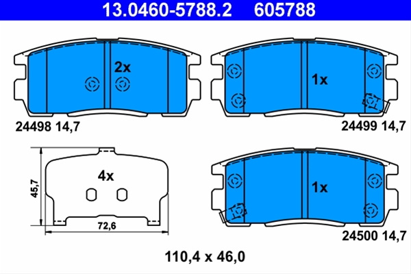 605788 Set Placute Frana - Ate Opel 13.0460-5788.2