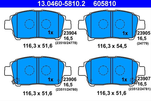 605810 Set Placute Frana Ate Toyota 13.0460-5810.2