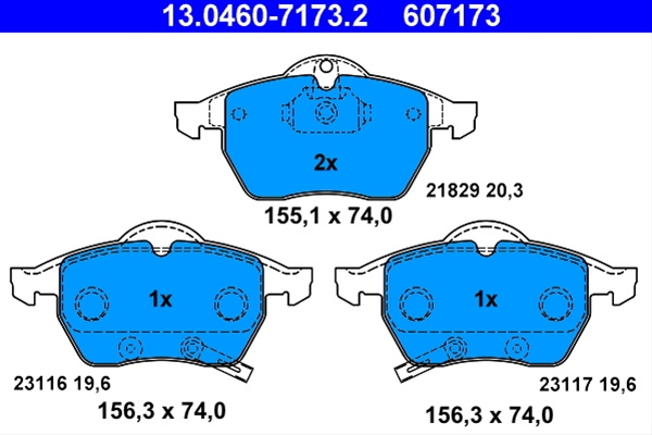 607173 Set Placute Frana - Ate Opel 13.0460-7173.2