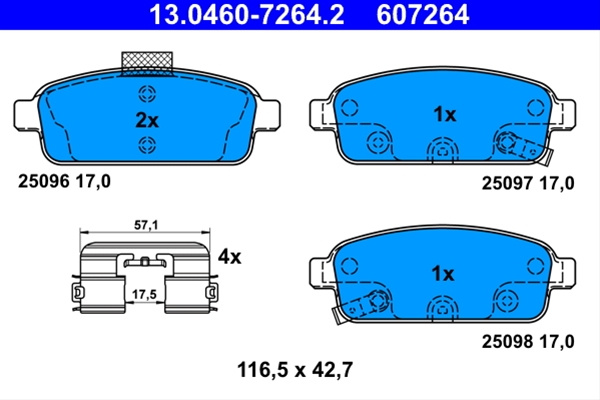 607264 Set Placute Frana Ate Chevrolet 13.0460-7264.2