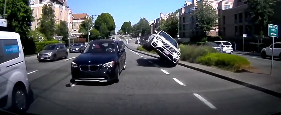 A vrut sa depaseasca, dar s-a urcat pe masina din fata. Momentul in care un X4 se ridica pe doua roti A vrut sa depaseasca, dar s-a urcat pe masina din fata. Momentul in care un X4 se ridica pe doua roti