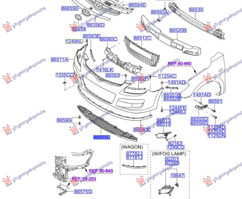 Absorbant inferior bara fata Hyundai i30 2007-2012 NOU 86571-2L000