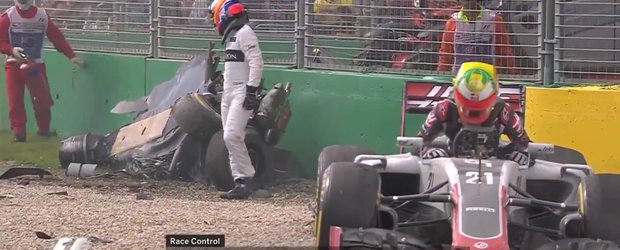 Accidentul spectaculos al lui Fernando Alonso in Australian GP 2016: a iesit din masina pe propriile picioare