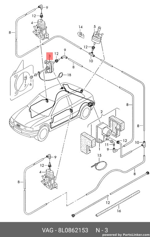 Actuator deschidere usita rezervor Audi A3 8L coupe 1.9 TDI manuala OEM 8L0862153