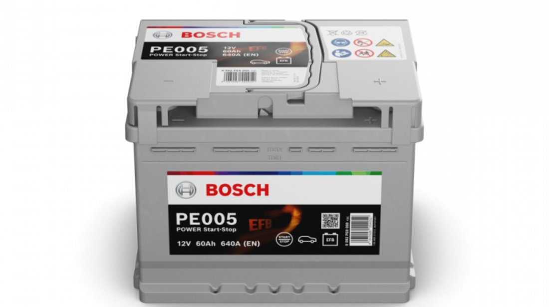 Acumulator baterie auto BOSCH Power 60 Ah 640A tip EFB (pentru sistem START/STOP) 0 092 PE0 050 piesa NOUA