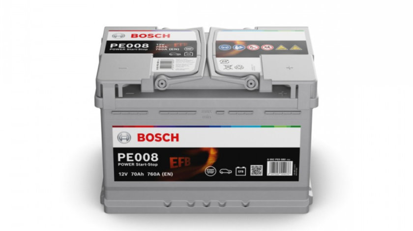 Acumulator baterie auto BOSCH Power 70 Ah 760A tip EFB (pentru sistem START/STOP) 0 092 PE0 080 piesa NOUA