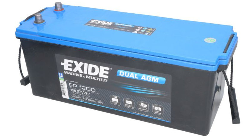 Acumulator EXIDE MARINE MULTIFIT DUAL AGM 12V 140Ah 700A 1200 Wh acumulator pentru aplicatii duale