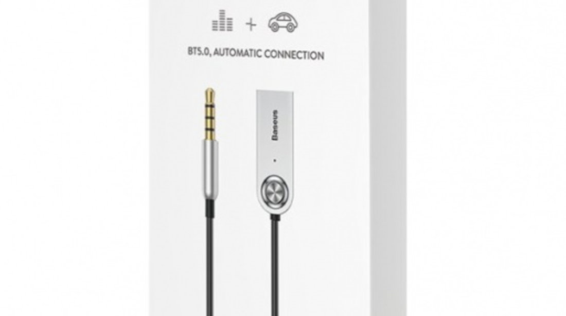 Adaptor Audio Bluetooth 5.0 Usb Baseus BA01 Bluetooth 5.0 Audio Receiver Cable Aux Jack Audio Adapter Black CABA01-01