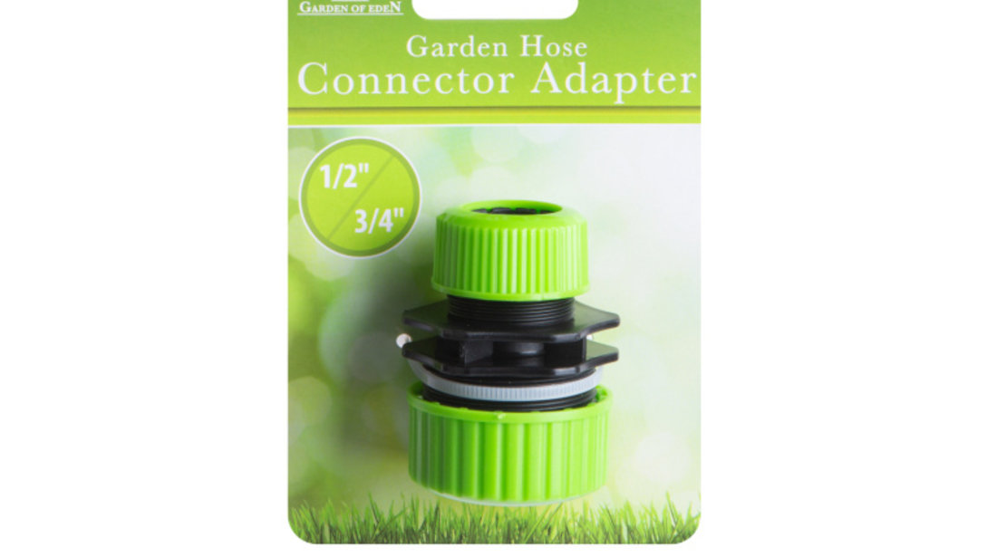 Adaptor conector pentru furtun - 1/2\' - 3/4\' - plastic - verde/negru 11667