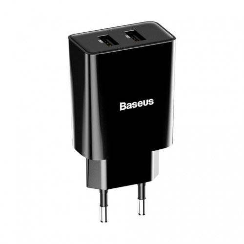 Adaptor Pentru încărcător De Perete Baseus 2x USB 2.1A 10,5W Negru (CCFS-R01)