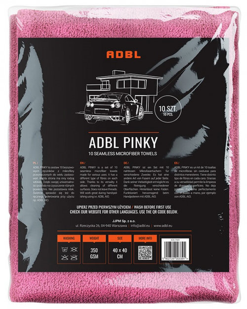 Adbl Pinky Set 10 Buc Laveta Microfibra Fara Cusaturi Cu 2 Fete Diferite 40x40cm 350gsm Roz ADB00037...