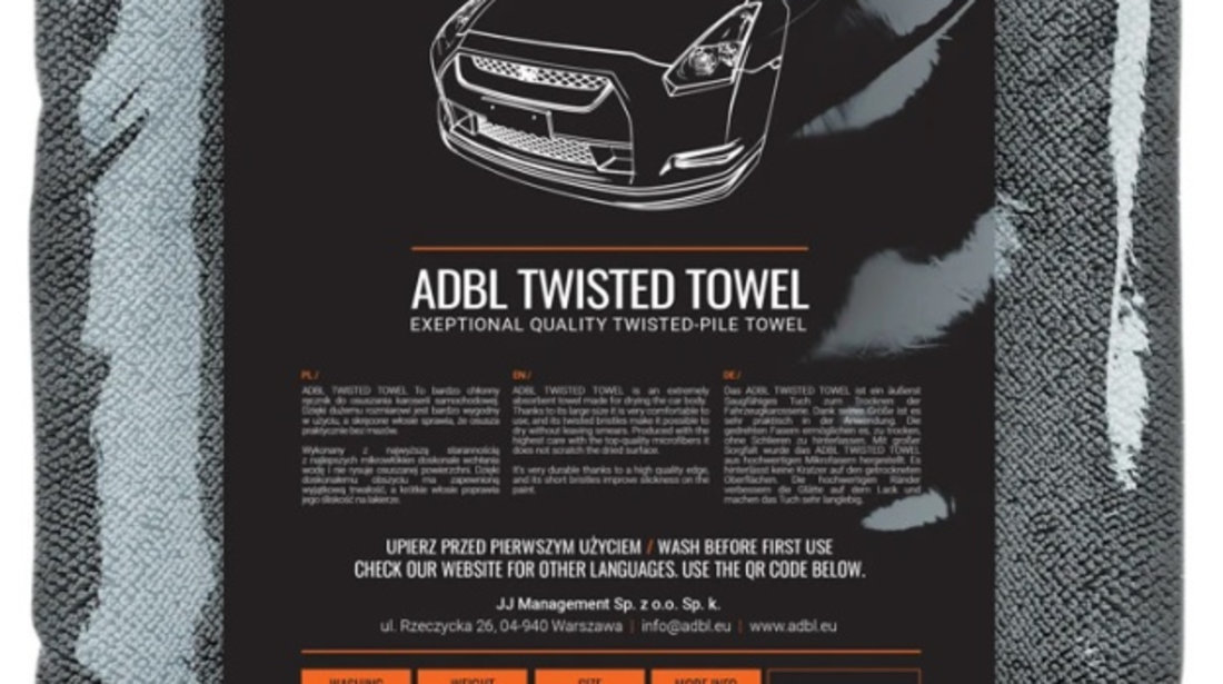 Adbl Twisted Towel Laveta Prosop Uscare Auto 70x90CM 620GSM ADB000460