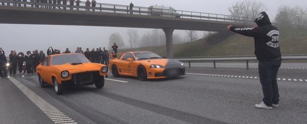 Adevaratele curse ilegale pe bani au loc in Suedia cu autostrada blocata