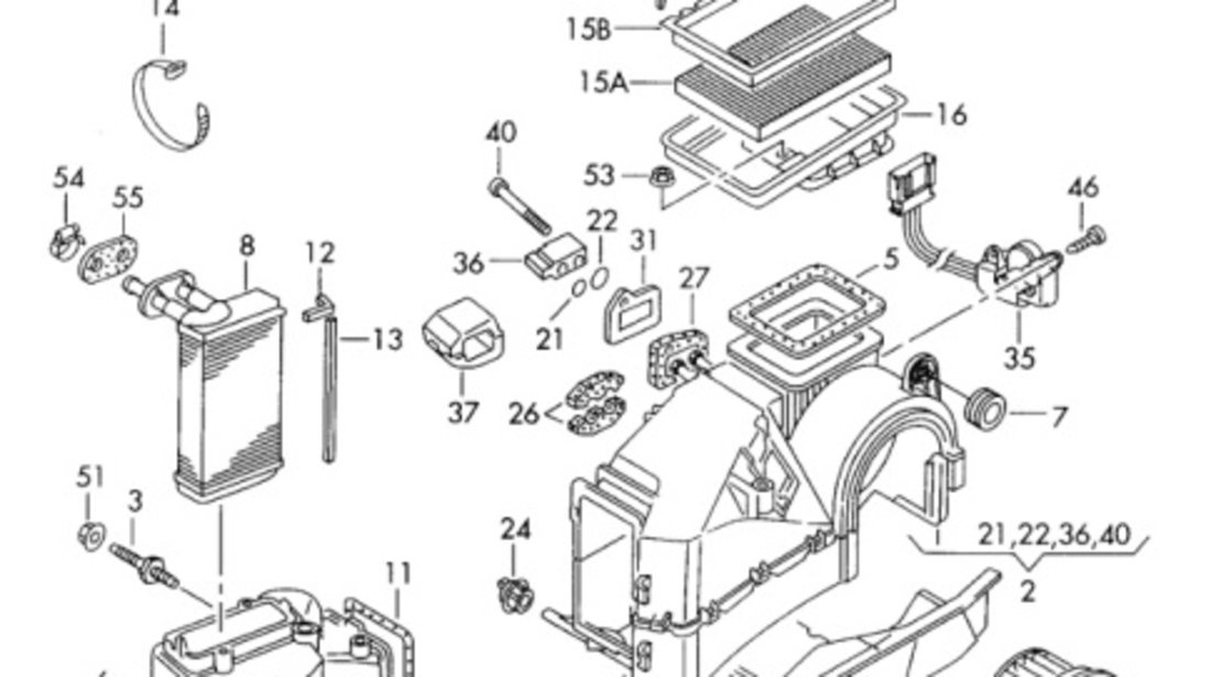 Aeroterma bord AUDI A3 (8L1) [ 1996 - 2006 ] 1.6 (AVU, BFQ) 75KW|102HP VAG OEM 1J1819021B