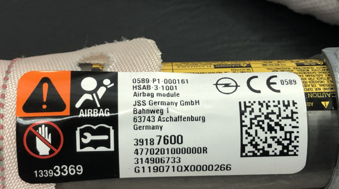 Airbag cortina dreapta Opel Astra K 1.6 D16DTL 81 kw manual combi sedan 2019 (39187600)