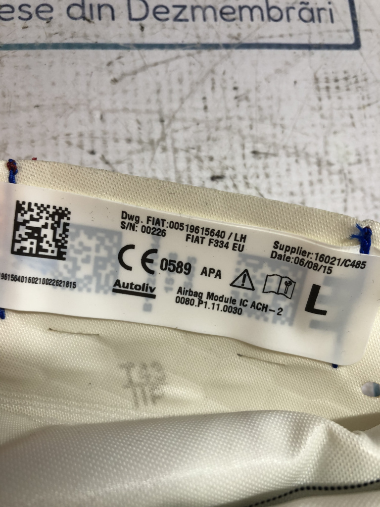 Airbag cortina stanga Fiat 500X 2016, 00519615640