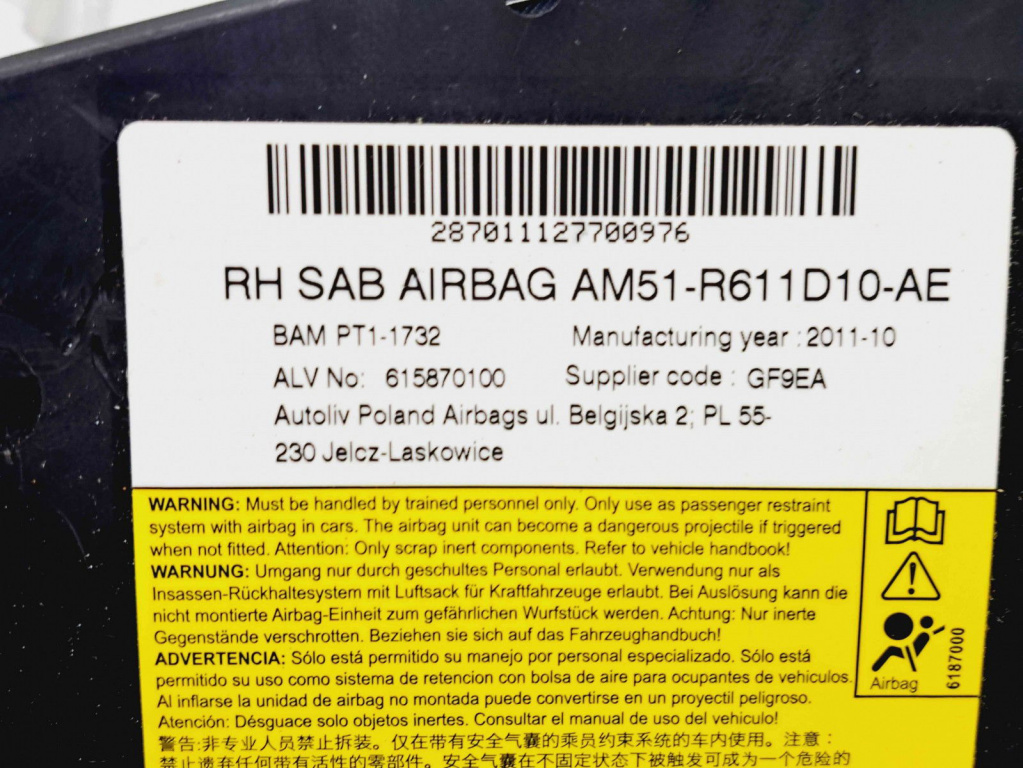 Airbag genunchi Ford Focus 3 (CB8) [Fabr 2011-2015] AM51-R611D10-AE