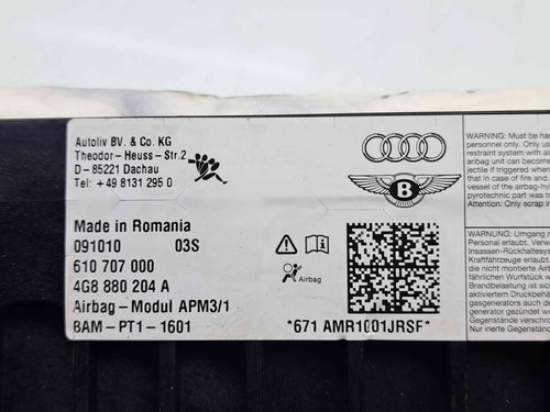 Airbag pasager Audi A7 Sportback (4GA) [Fabr 2011-2017] 4G8880204A