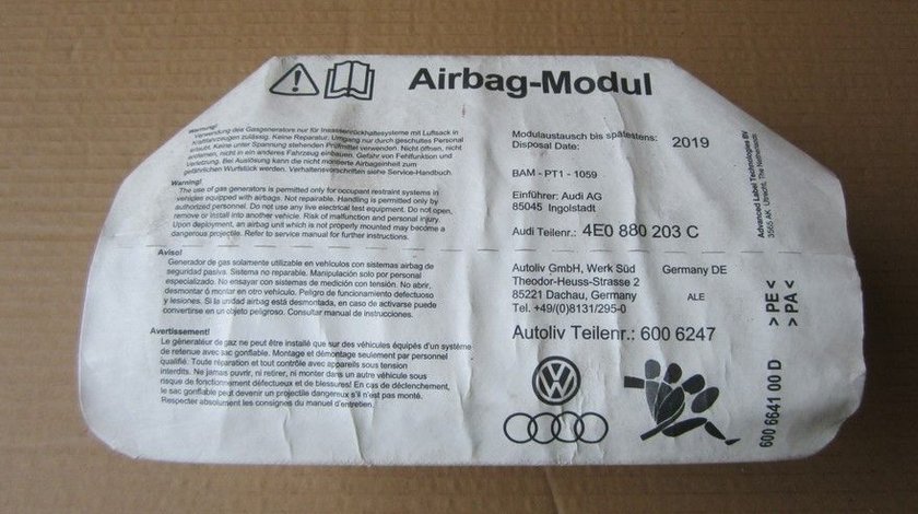 Airbag pasager Audi A8 2005 cod 4E0880203C
