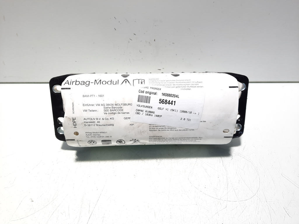 Airbag pasager, cod 1K0880204L, Vw Golf 6 Plus (idi:568441)