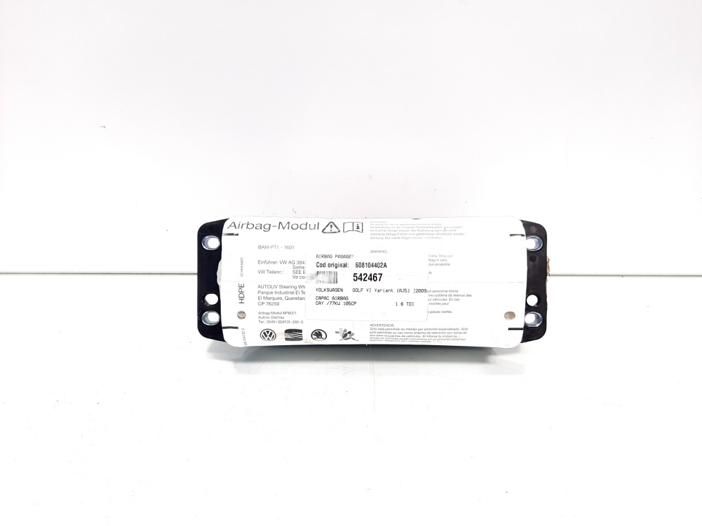 Airbag pasager, cod 608104402A, VW Golf 6 Variant (AJ5) (id:542467)