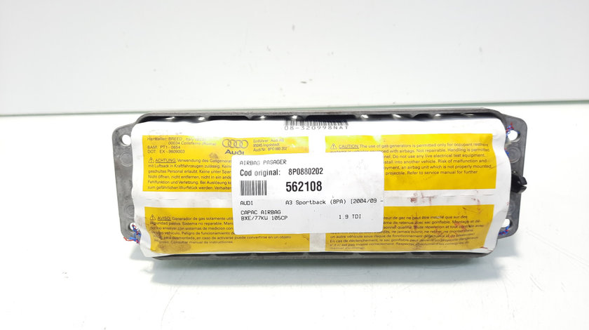 Airbag pasager, cod 8P0880202, Audi A3 Sportback (8PA) [Fabr 2004-2013] (id:562108)
